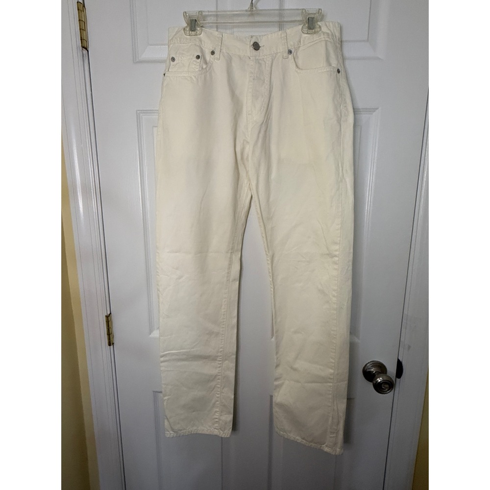 Officine Generale Pants Women 29 Off-White Cotton Twill Straight Leg Portugal